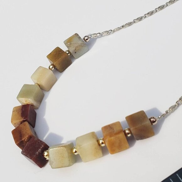 NWT STERLING SILVER JADE IMPERIAL JASPER NECKLACE GIFT FOR HER WIFE GIRLFRIEND - Picture 1 of 6